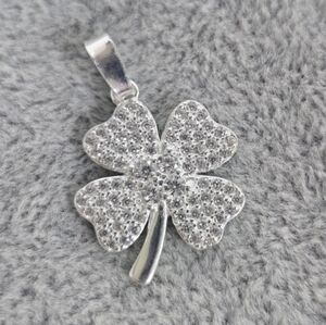 Dije Trebol 4-Leaf Clover Lucky Pendant Charm CZ Plata 925 Mex. Sterling Silver